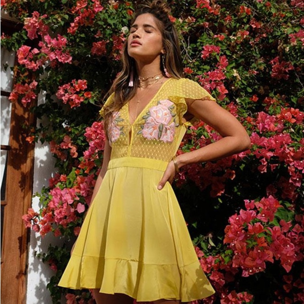 Cleobella x Rocky Barnes Collaboration Embroidered Floral Dress- Worn Once